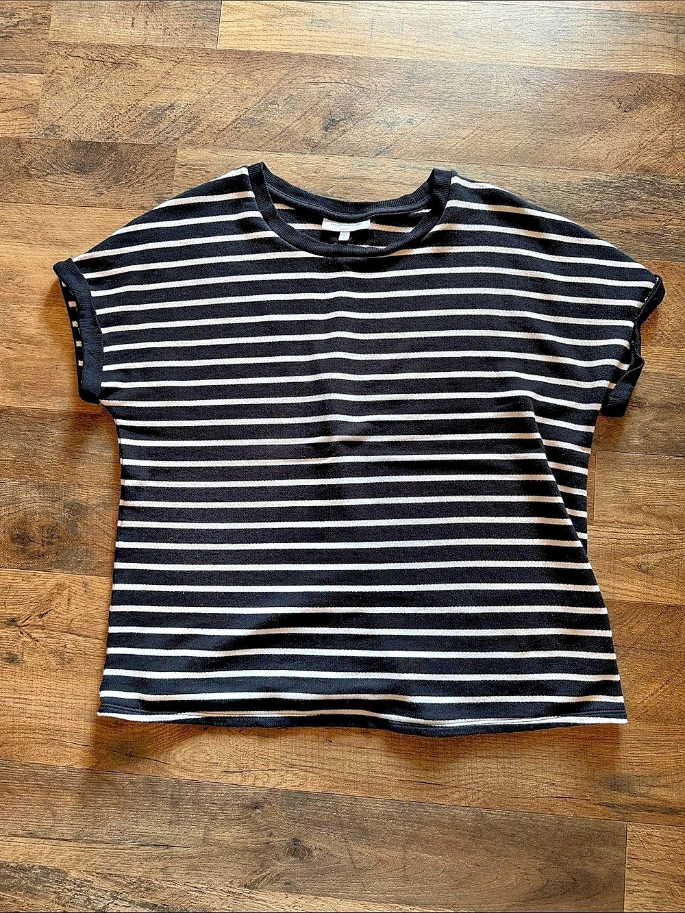 Motherhood Striped Short Sleeve Top in Black & White